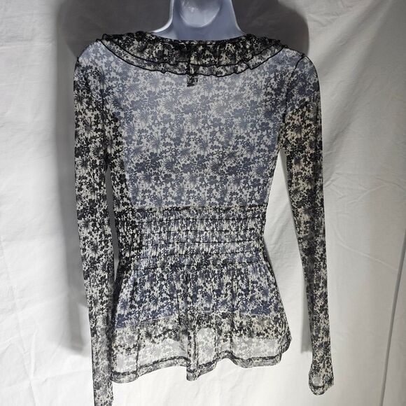 Vintage y2k grey whimsigoth fairy ruffle babydoll chiffon top - Picture 3 of 4